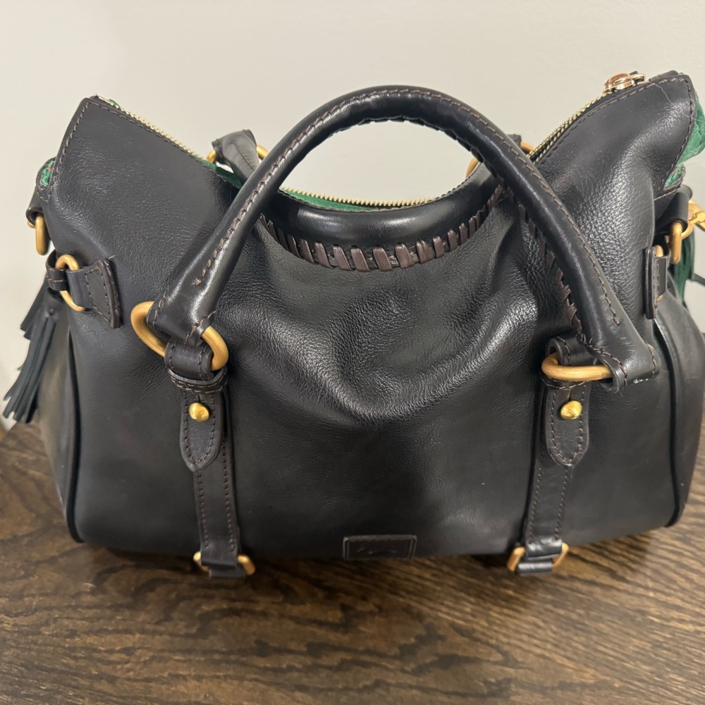 Dooney & Bourke Black Leather Satchel with Gold Hardware size large - Picture 7 of 8